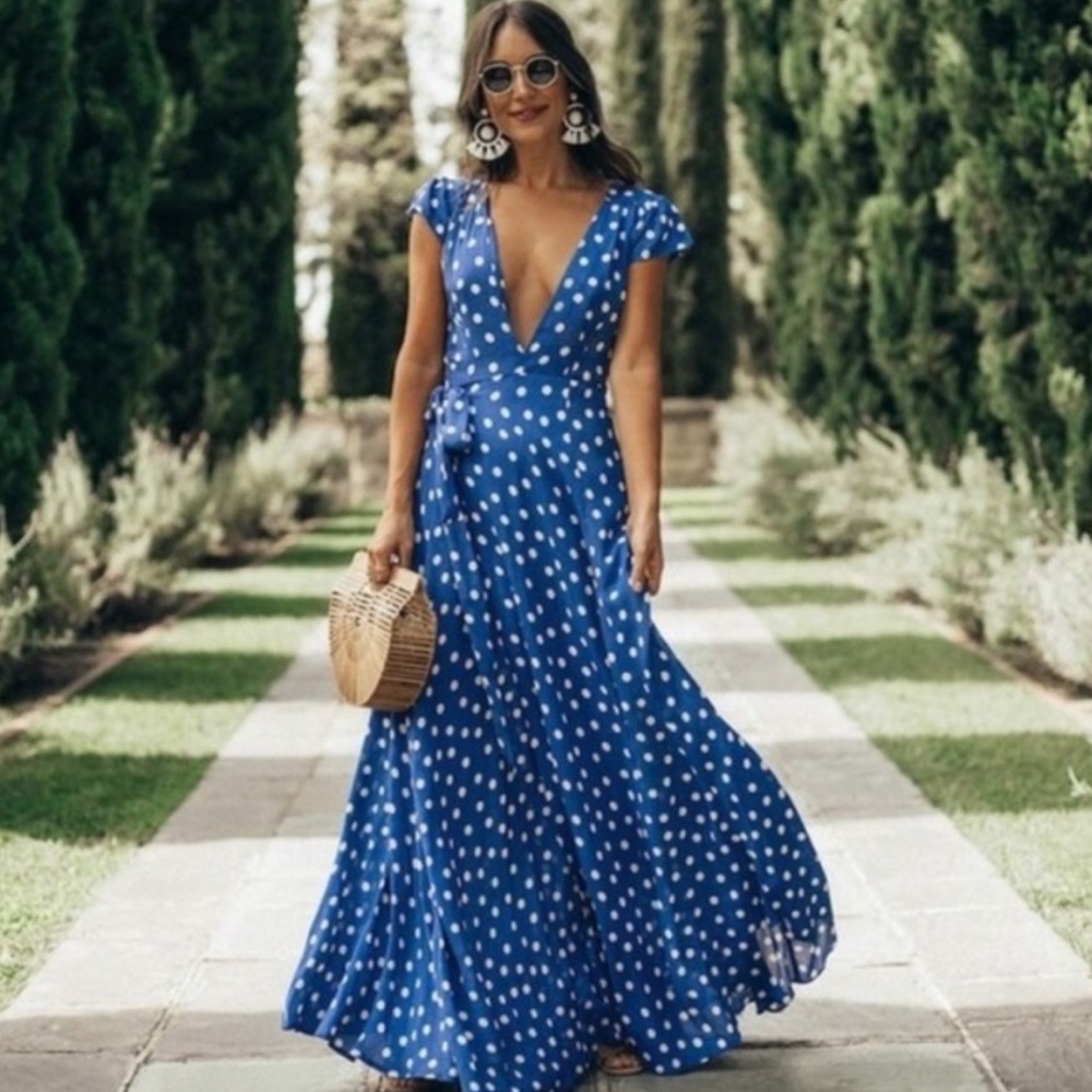 Tularosa Blue Polka Dot Dress NWOT